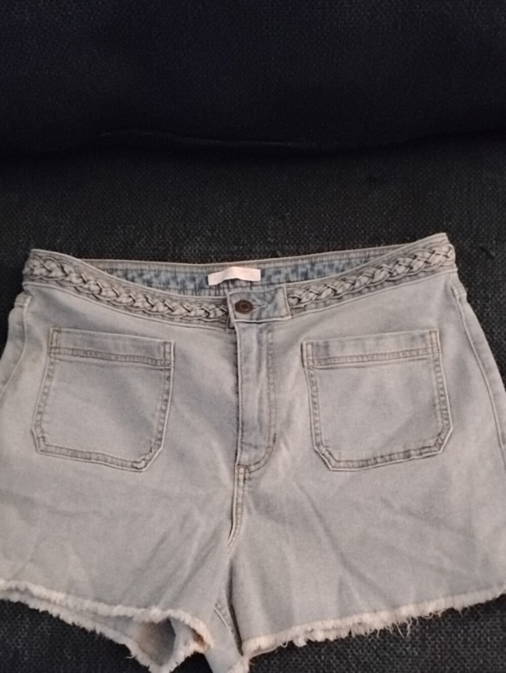 LC Lauren Conrad Light Blue Braided-Waist Denim Shorts Size 16